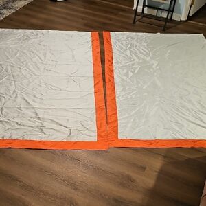 VINTAGE Look Modern Elegant Orange White Curtains 2 Panels  82 X 54.5 Home Decor